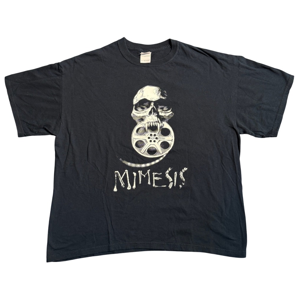 Mimesis Movie Skull Film Reel Ghost Vodka Zombie-Rama Black Graphic T-Shirt XL